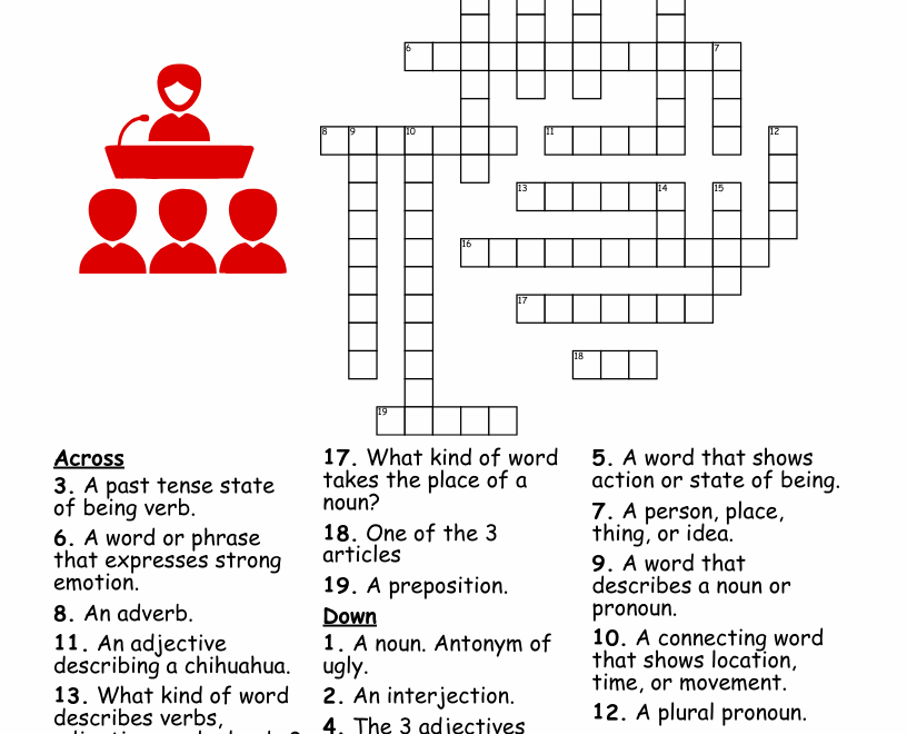 Parts Of Speech Crossword Puzzle WordMint