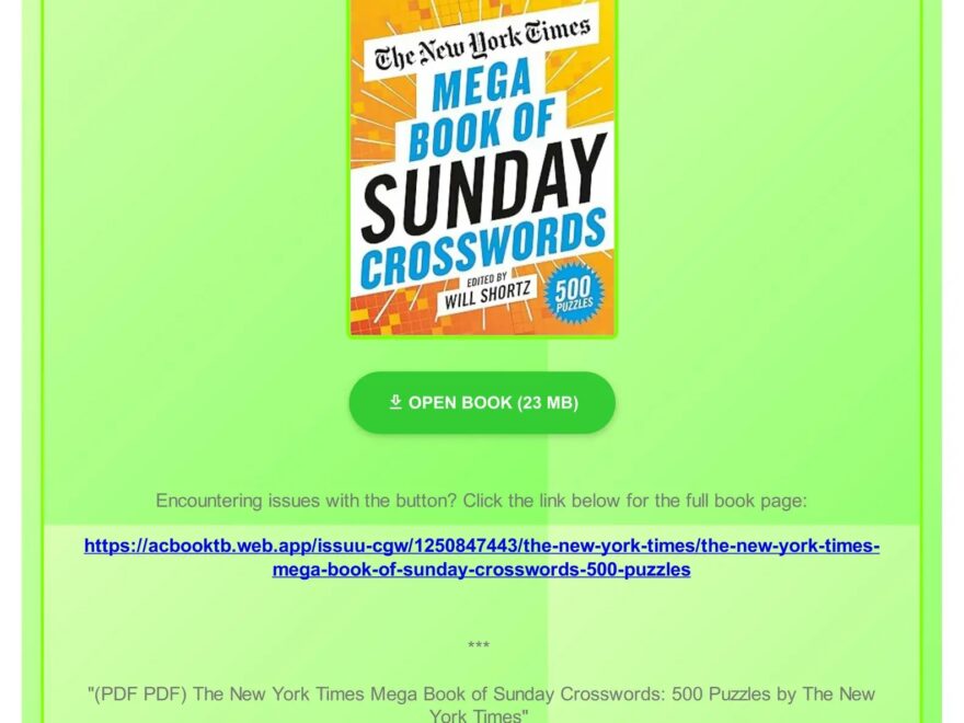 PDF PDF The New York Times Mega Book Of Sunday Crosswords 500 Puzzles By The New York Times By VitaLehnerhu Issuu