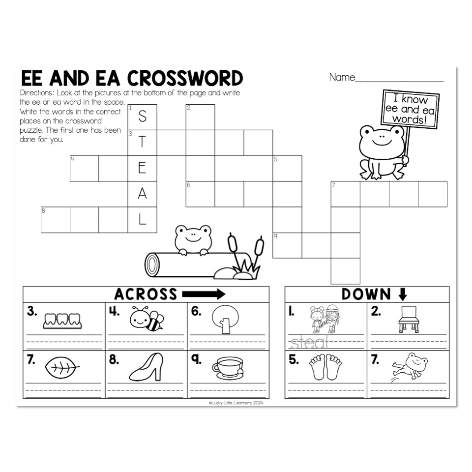 Free Phonics Crossword Printable