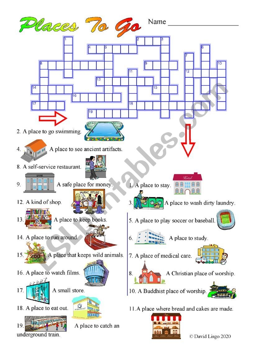 Places To Go Crossword Puzzle With Key And Additional Activity ESL Worksheet By David Lisgo Places To Go Crossword Puzzle With Key And Additional Activity ESL Worksheet By David Lisgo