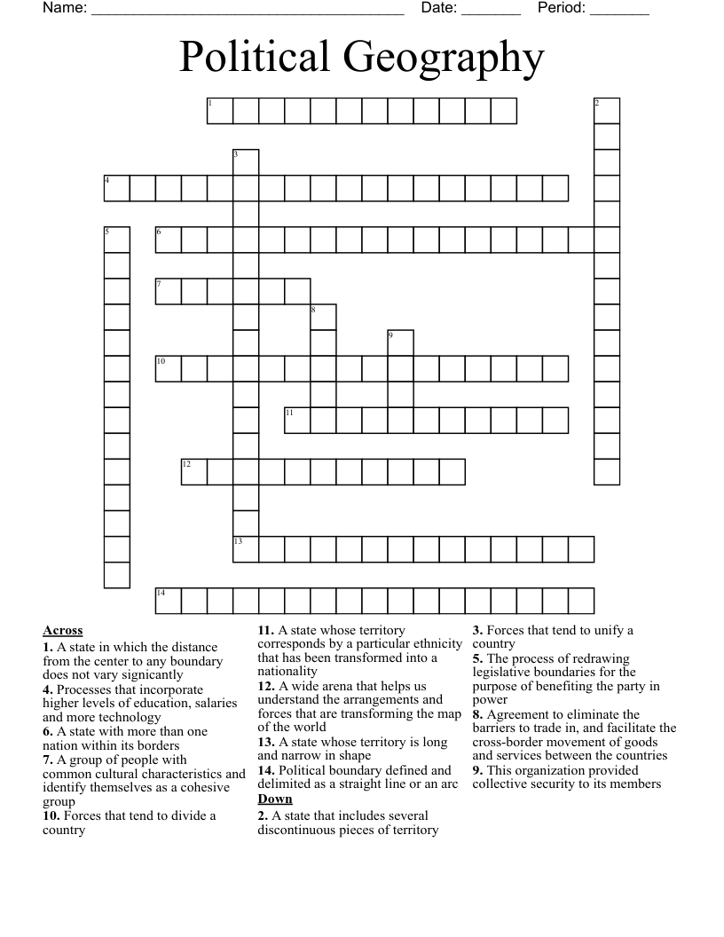 Political Geography Crossword WordMint