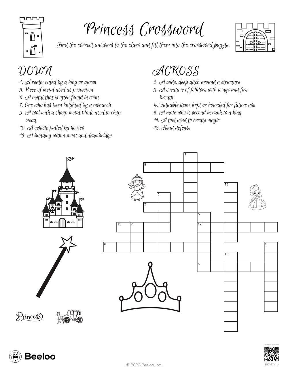 Princess Crossword Beeloo Printable Crafts And Activities For Kids Princess Crossword Beeloo Printable Crafts And Activities For Kids