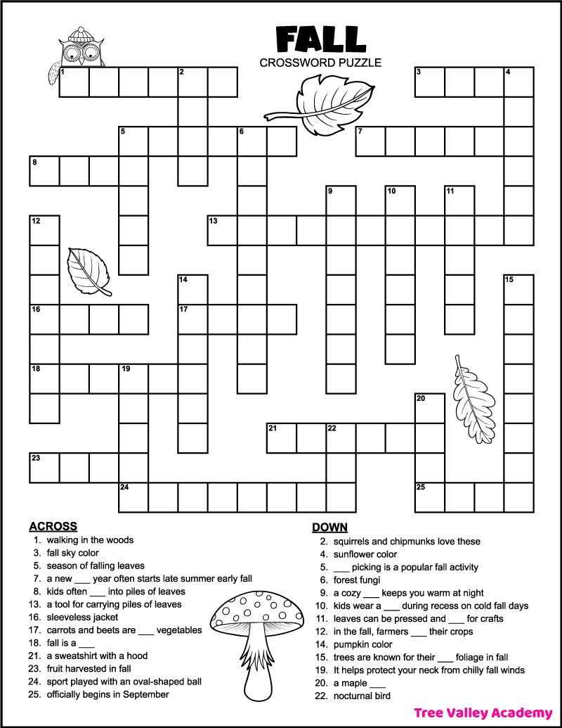 Printable 4th Grade Fall Crossword Puzzle Tree Valley Academy Worksheets Library Printable 4th Grade Fall Crossword Puzzle Tree Valley Academy Worksheets Library