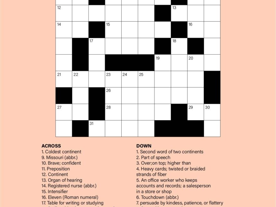 Printable Crossword Puzzles Worksheets Library