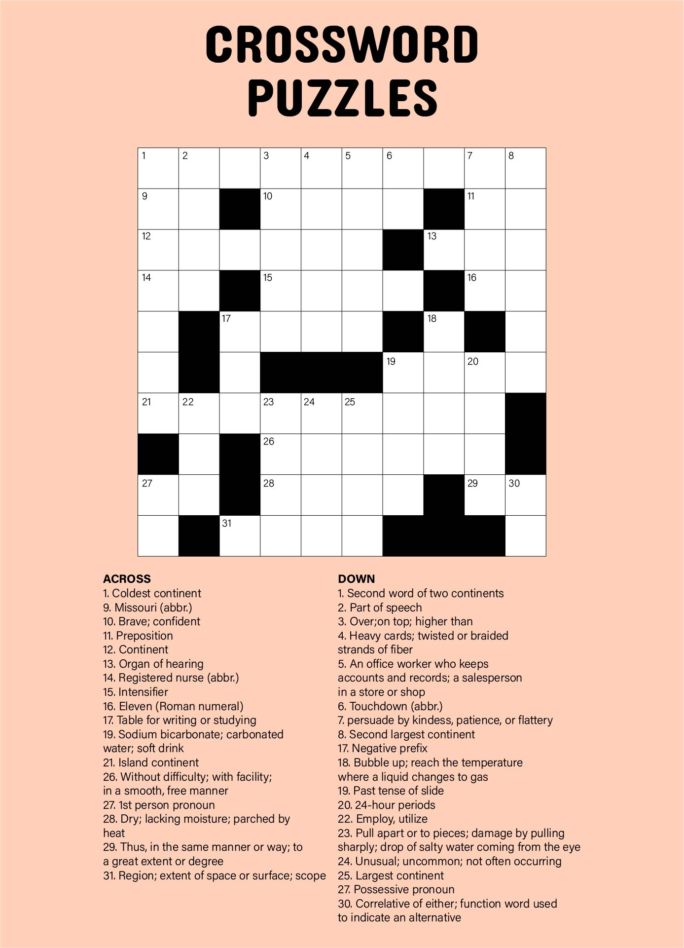 Printable Crossword Puzzles Worksheets Library Printable Crossword Puzzles Worksheets Library