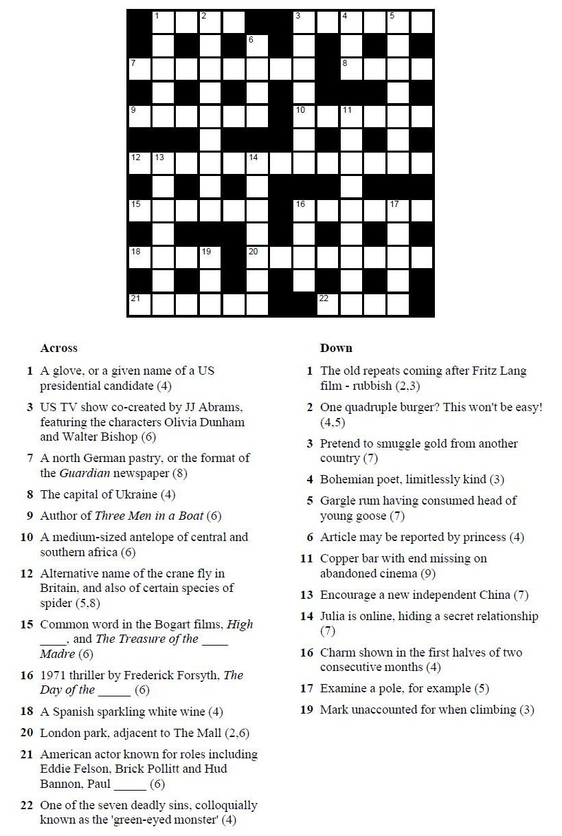Printable Crosswords Commoner Crosswords