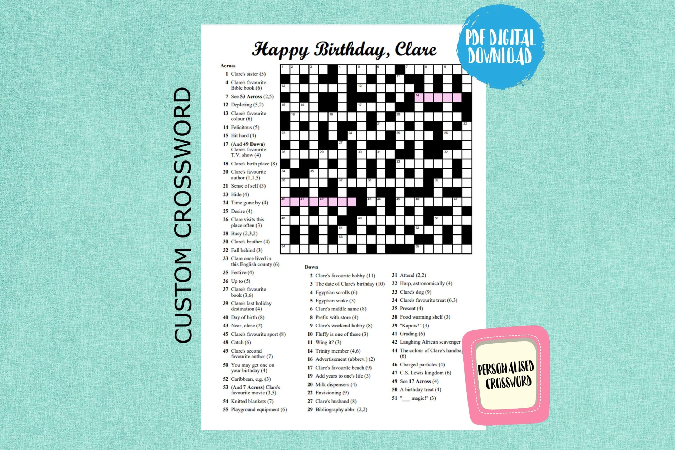 Printable CUSTOM CROSSWORD Puzzle Birthday Gift PDF Crossword Puzzles Activity Sheet Custom Puzzles Crossword Personalized Crossword Etsy Printable CUSTOM CROSSWORD Puzzle Birthday Gift PDF Crossword Puzzles Activity Sheet Custom Puzzles Crossword Personalized Crossword Etsy