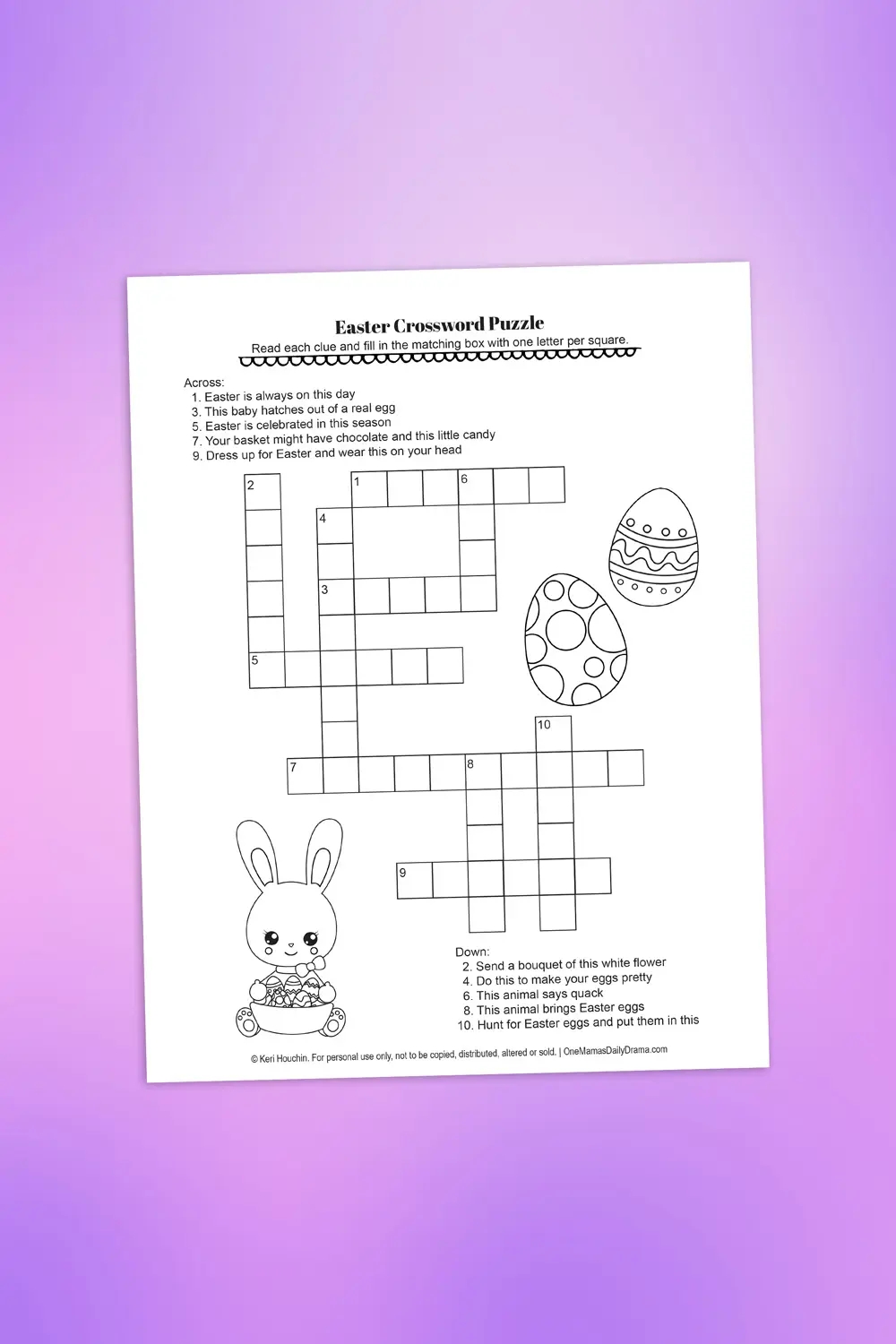 Printable Easter Crossword Puzzle With Answer Key For Kids Printable Easter Crossword Puzzle With Answer Key For Kids