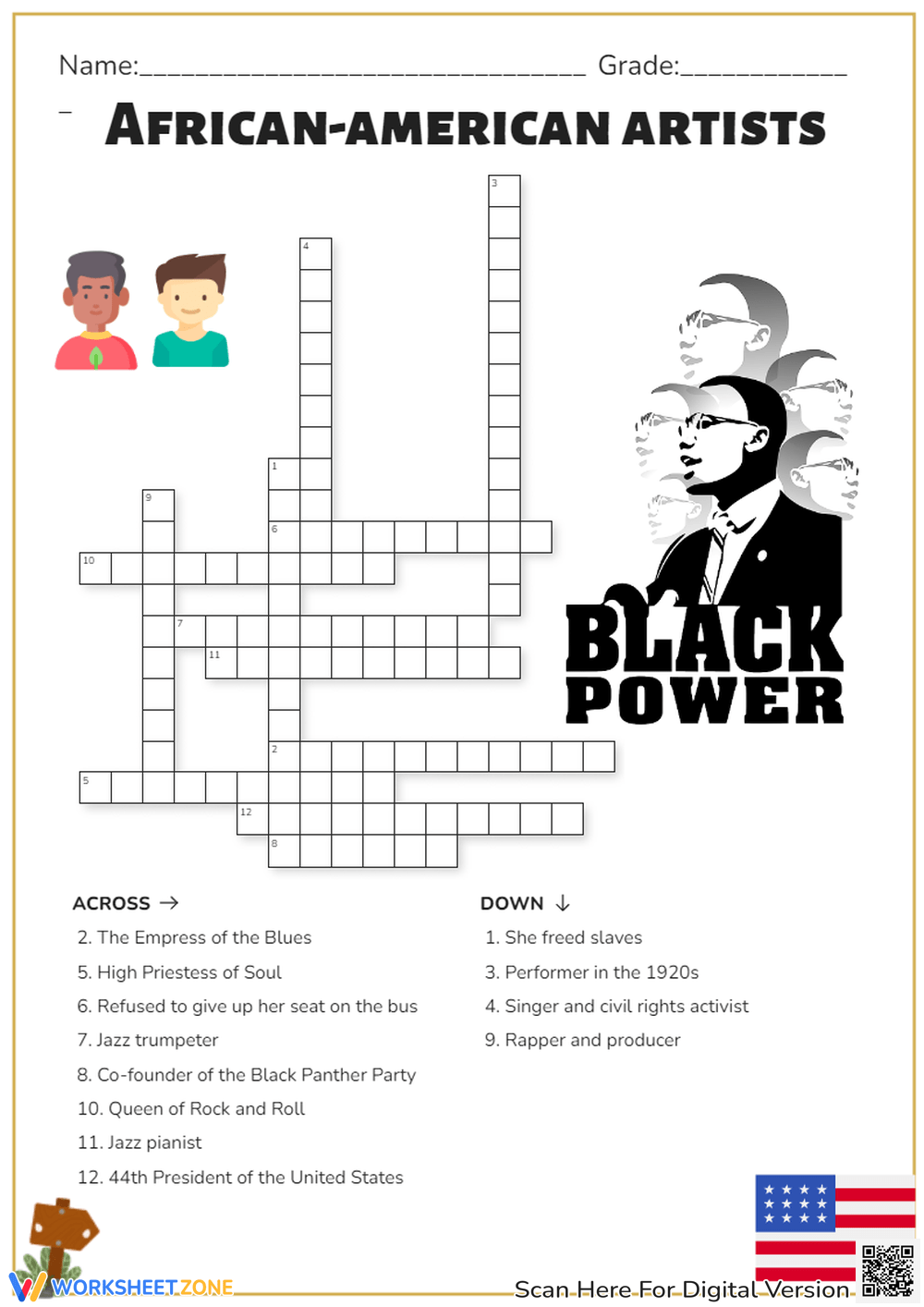 Printable Grade 2 Black History Crossword Puzzle Worksheets Download Printable Grade 2 Black History Crossword Puzzle Worksheets Download