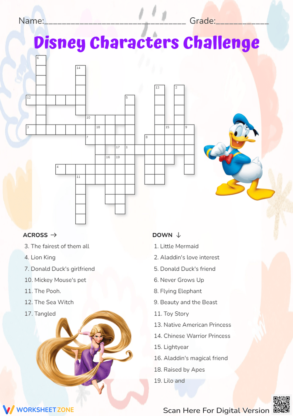 Printable Grade 3 Disney Crossword Puzzles Worksheets Printable Grade 3 Disney Crossword Puzzles Worksheets