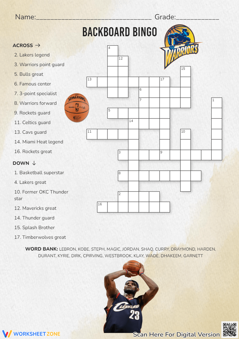 Printable Grade 3 NBA Crossword Puzzles Worksheets Printable Grade 3 NBA Crossword Puzzles Worksheets