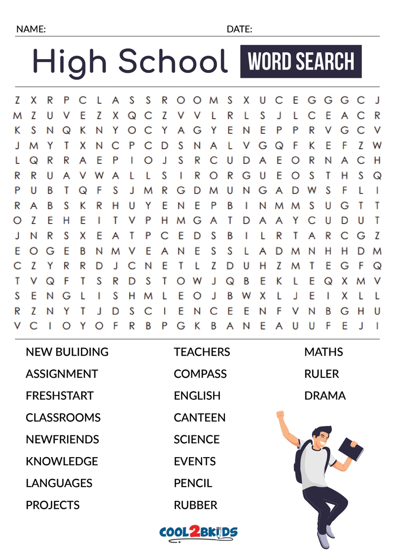 Crossword Puzzles For High School Printable