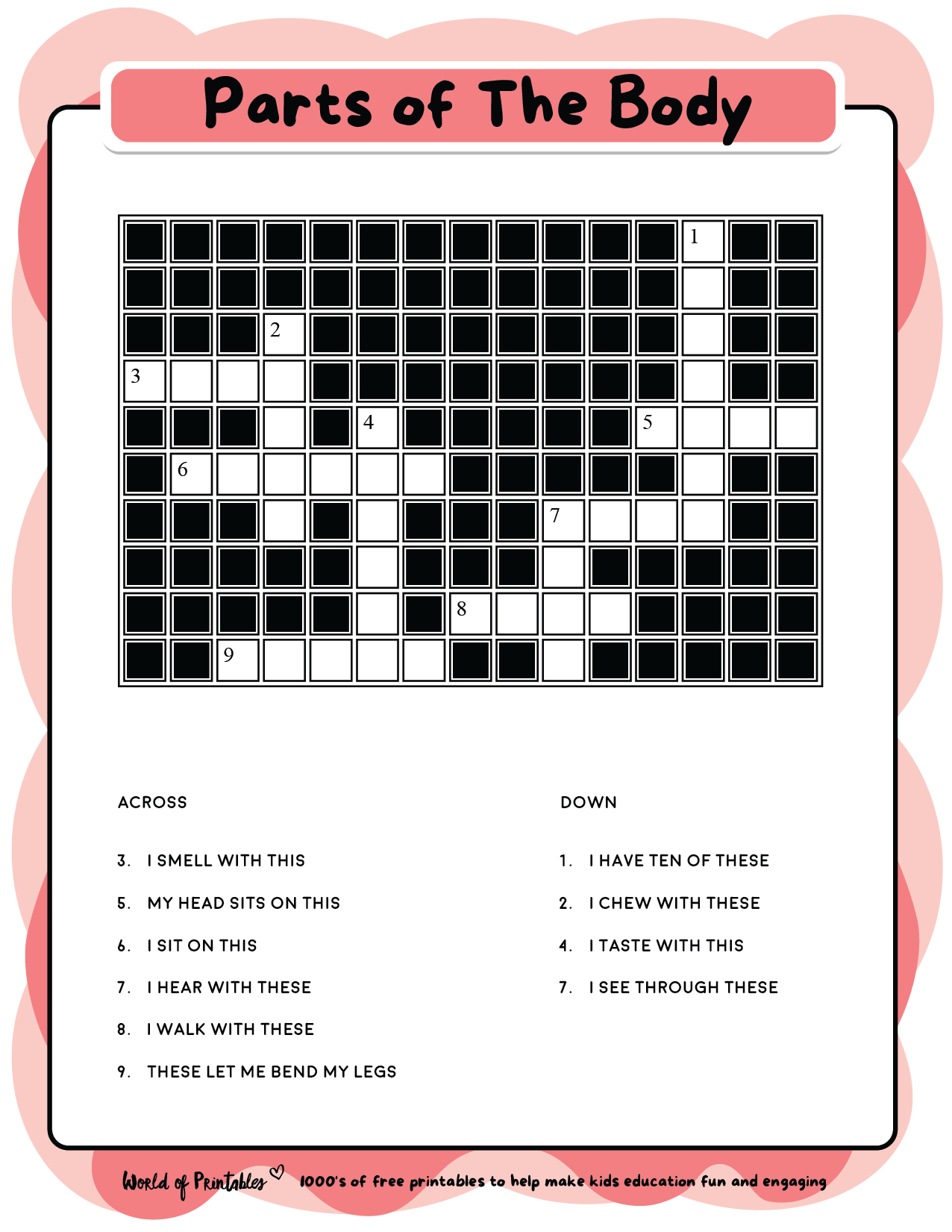 Printable Kids Crossword Puzzles World Of Printables Printable Kids Crossword Puzzles World Of Printables