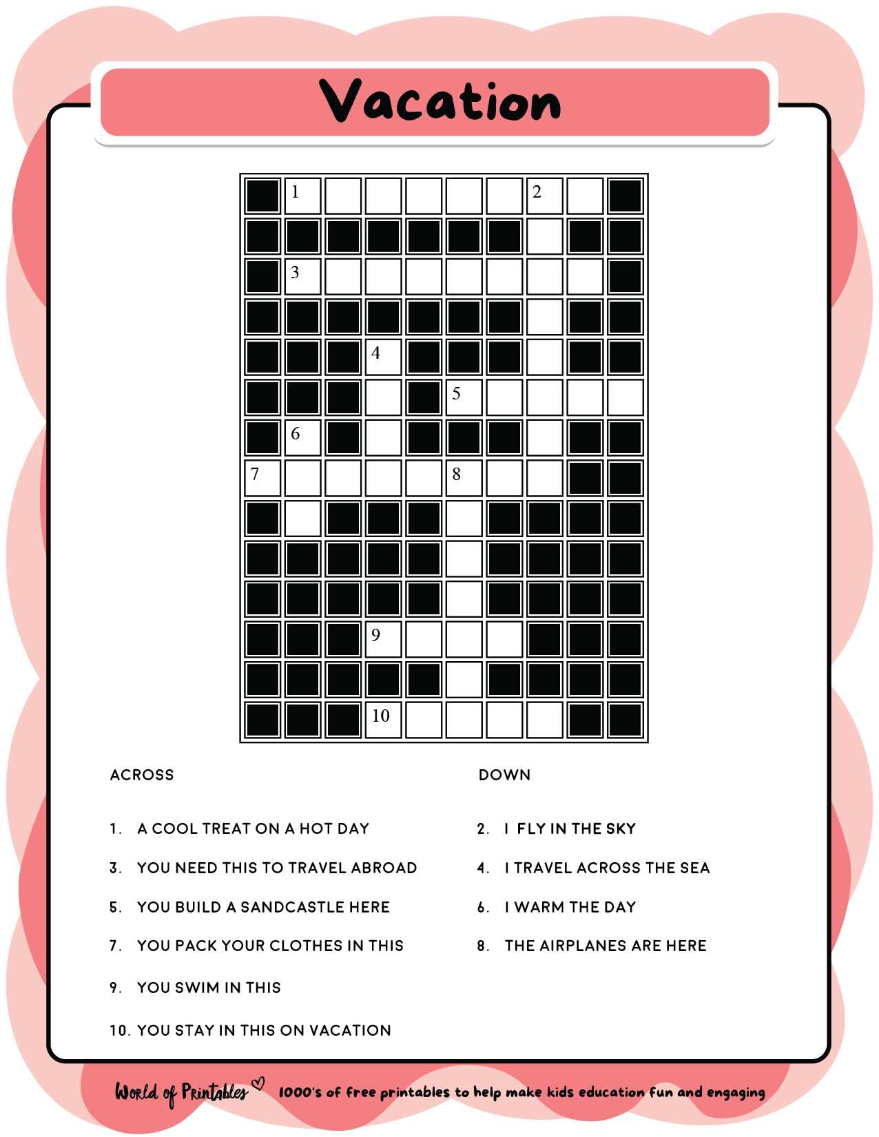Printable Kids Crossword Puzzles World Of Printables Worksheets Library Printable Kids Crossword Puzzles World Of Printables Worksheets Library