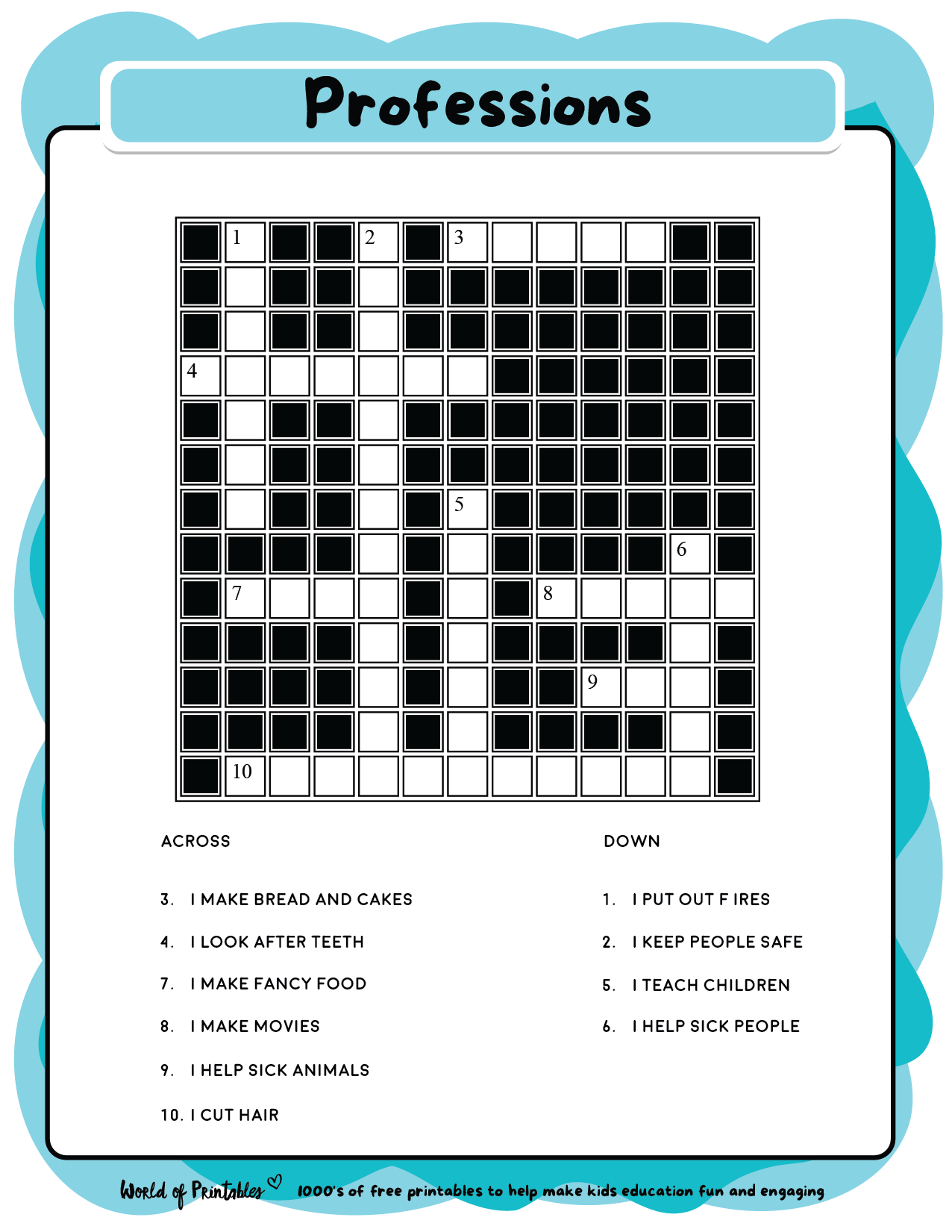 Printable Kids Crossword Puzzles World Of Printables Printable Kids Crossword Puzzles World Of Printables