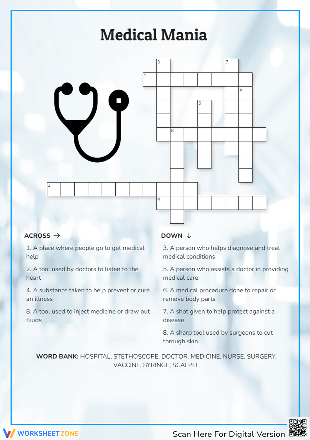 Printable Medical Crossword Puzzles Worksheets Printable Medical Crossword Puzzles Worksheets