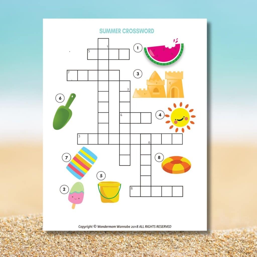 Printable Summer Crossword Puzzle For Kids