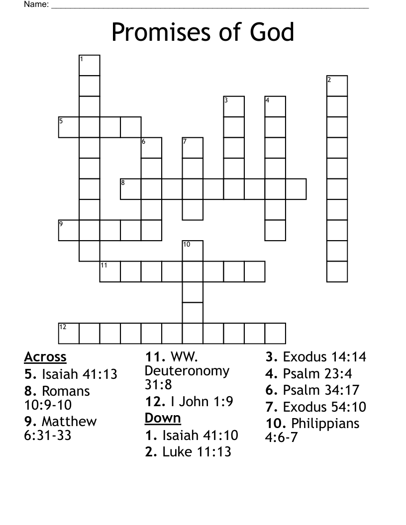 Promises Of God Crossword WordMint