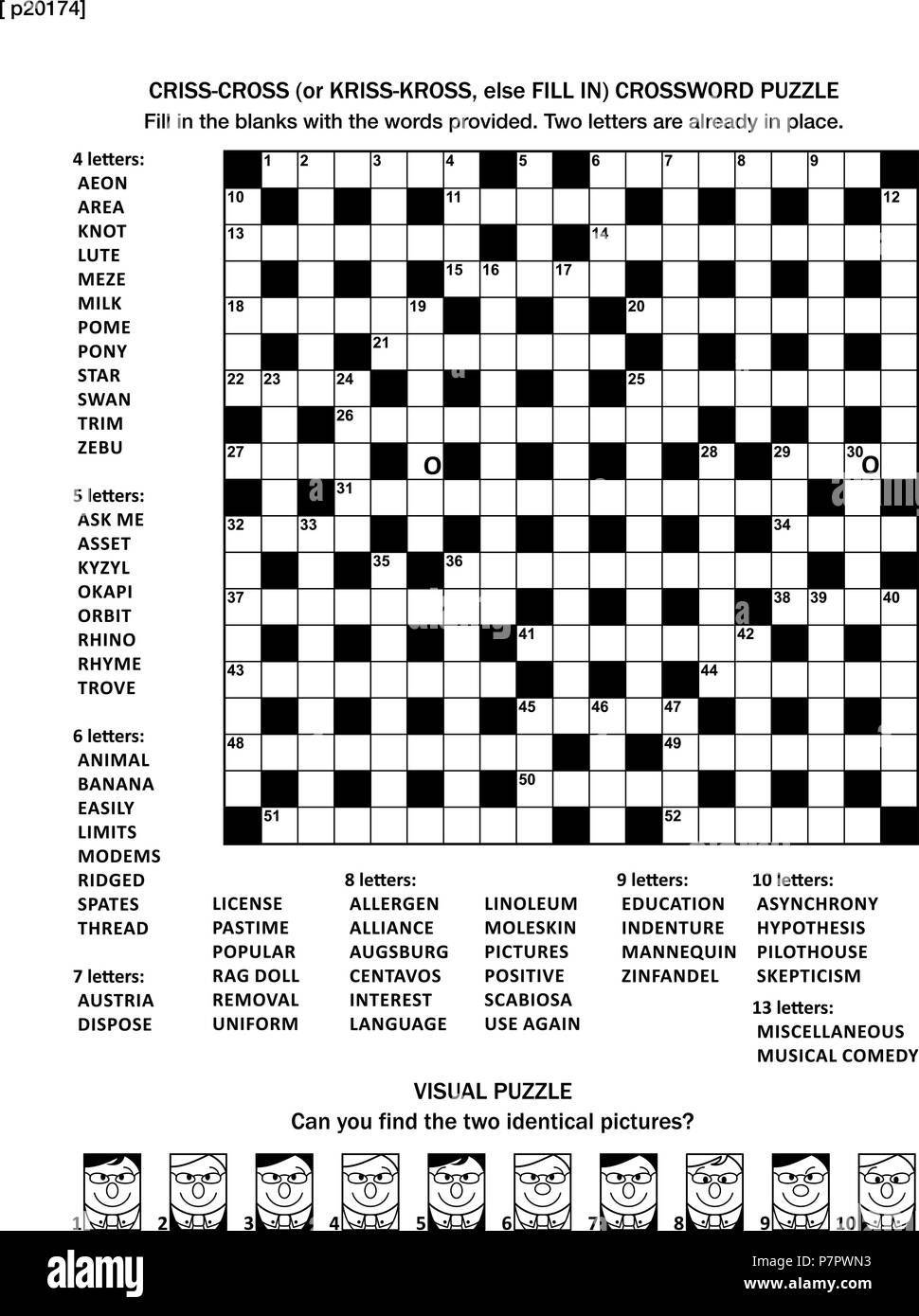 Puzzle Page With Two Games 19x19 Fill in or Criss cross Else Kriss kross Crossword Puzzle And Visual Puzzle Black And White A4 Or Letter Sized Answers Are On Separate File Stock Vector Image  Puzzle Page With Two Games 19x19 Fill in or Criss cross Else Kriss kross Crossword Puzzle And Visual Puzzle Black And White A4 Or Letter Sized Answers Are On Separate File Stock Vector Image
