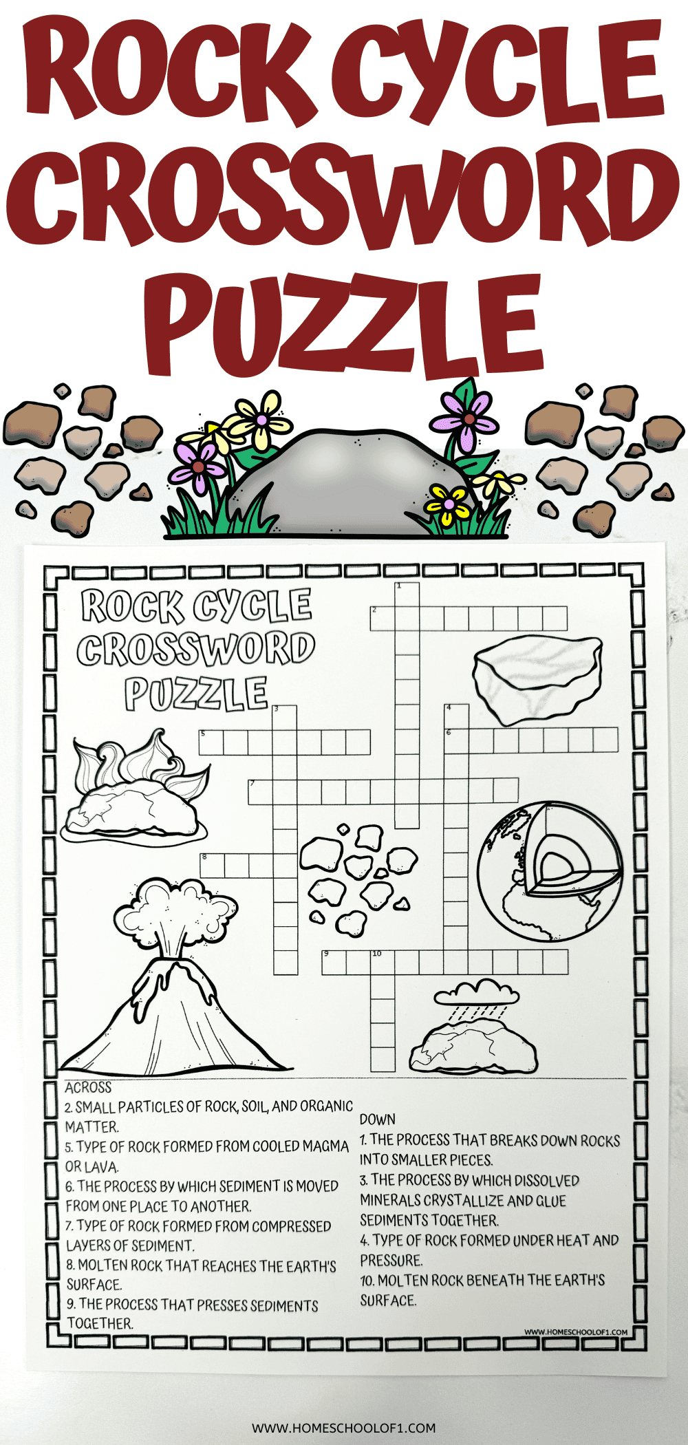 Rock Cycle Crossword Puzzle Free Printable  Rock Cycle Crossword Puzzle Free Printable