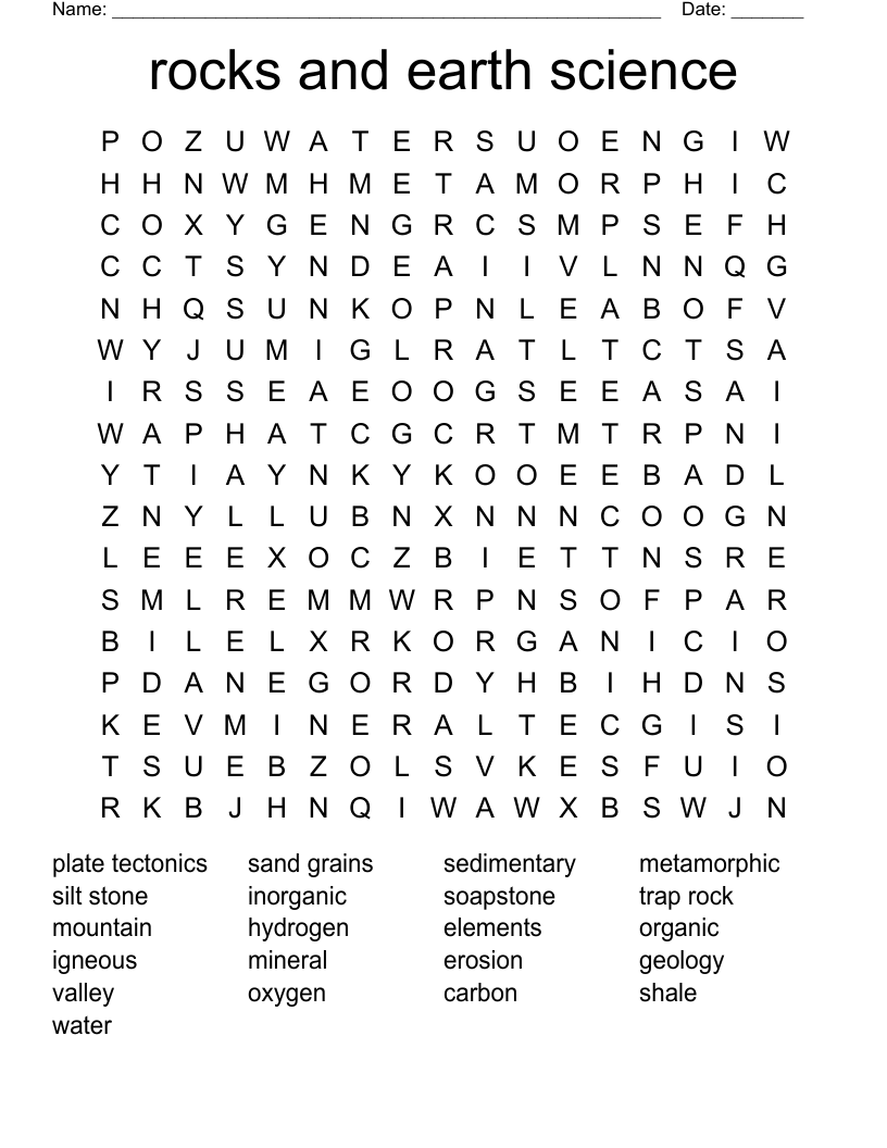 Rocks And Earth Science Word Search WordMint Rocks And Earth Science Word Search WordMint