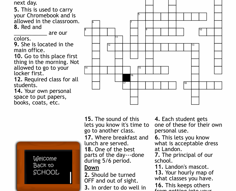 School Health Crossword WordMint