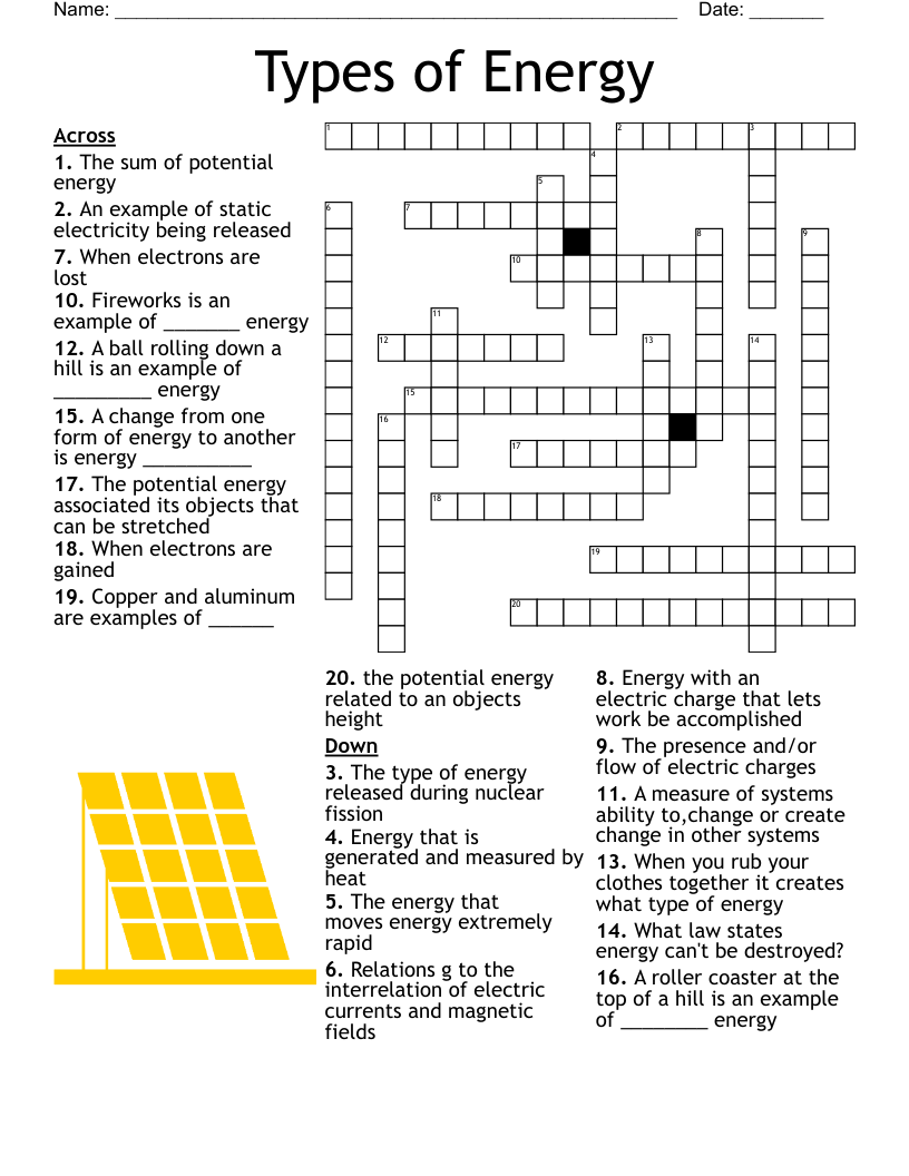 Science Vocabulary 4th Grade Energy In Motion Crossword WordMint Science Vocabulary 4th Grade Energy In Motion Crossword WordMint
