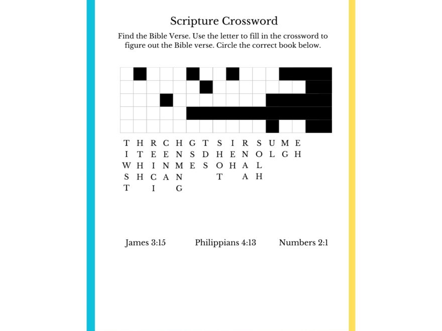 Scripture Crossword Bible Crossword Puzzles Bible Fill In The Blank Crossword Puzzle Printable Christian Crossword Printable Crossword Etsy