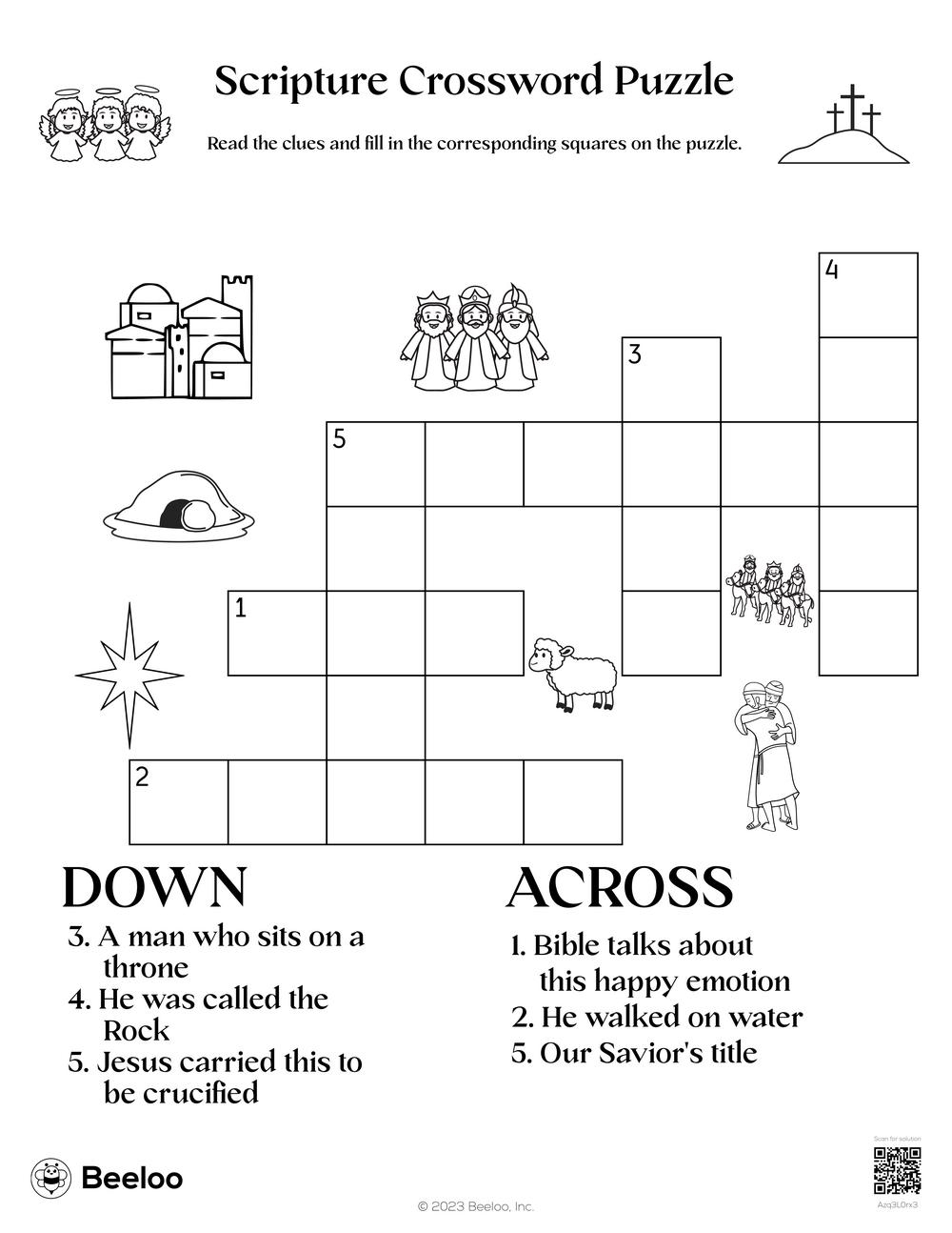 Scripture Crossword Puzzle Beeloo Printable Crafts And Activities For Kids