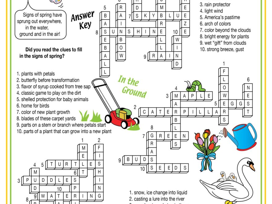 Signs Of Spring Everywhere Printable Crossword Made By Teachers