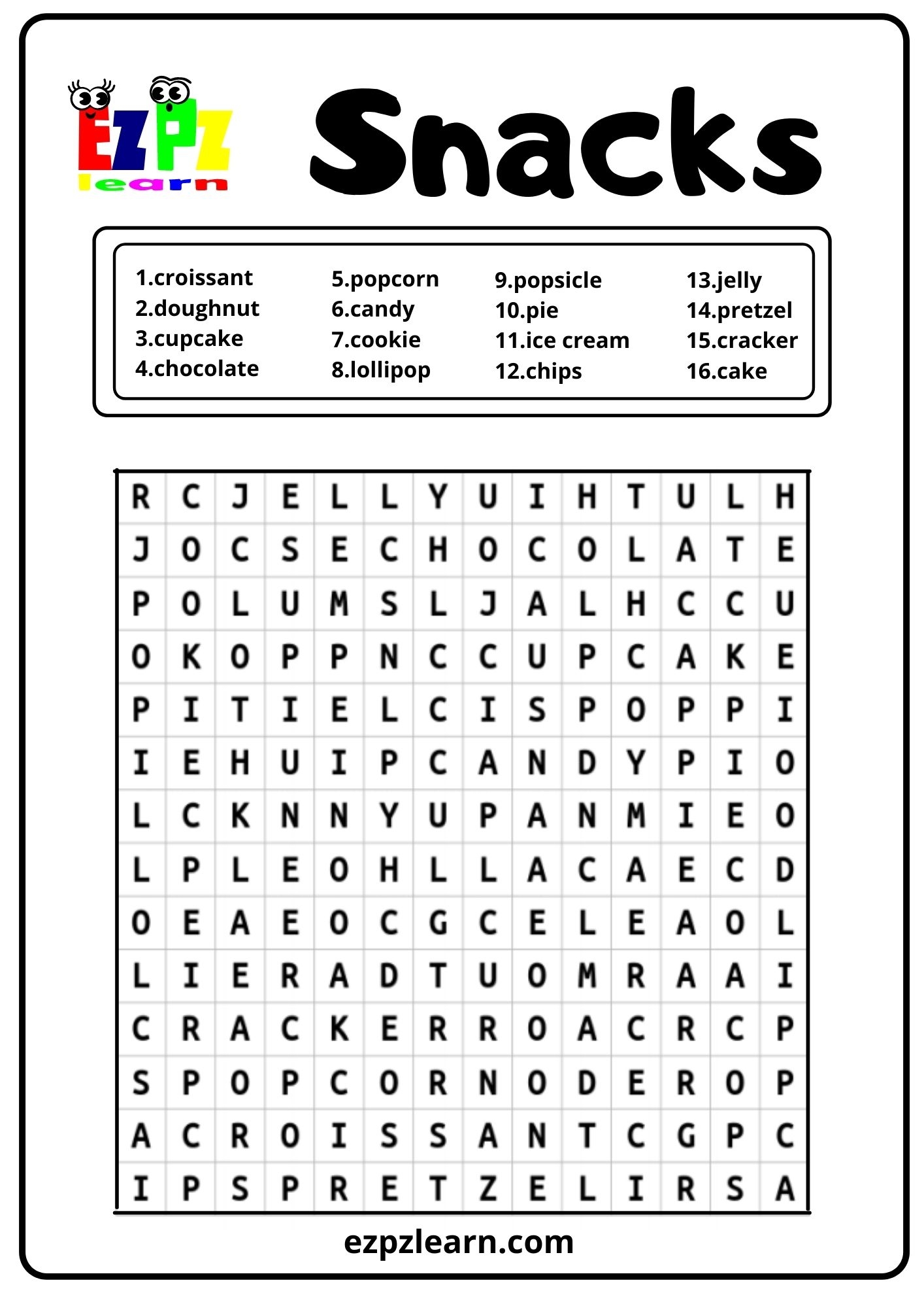Food Crossword Free Printable Snacks Food Crossword Free Printable Snacks