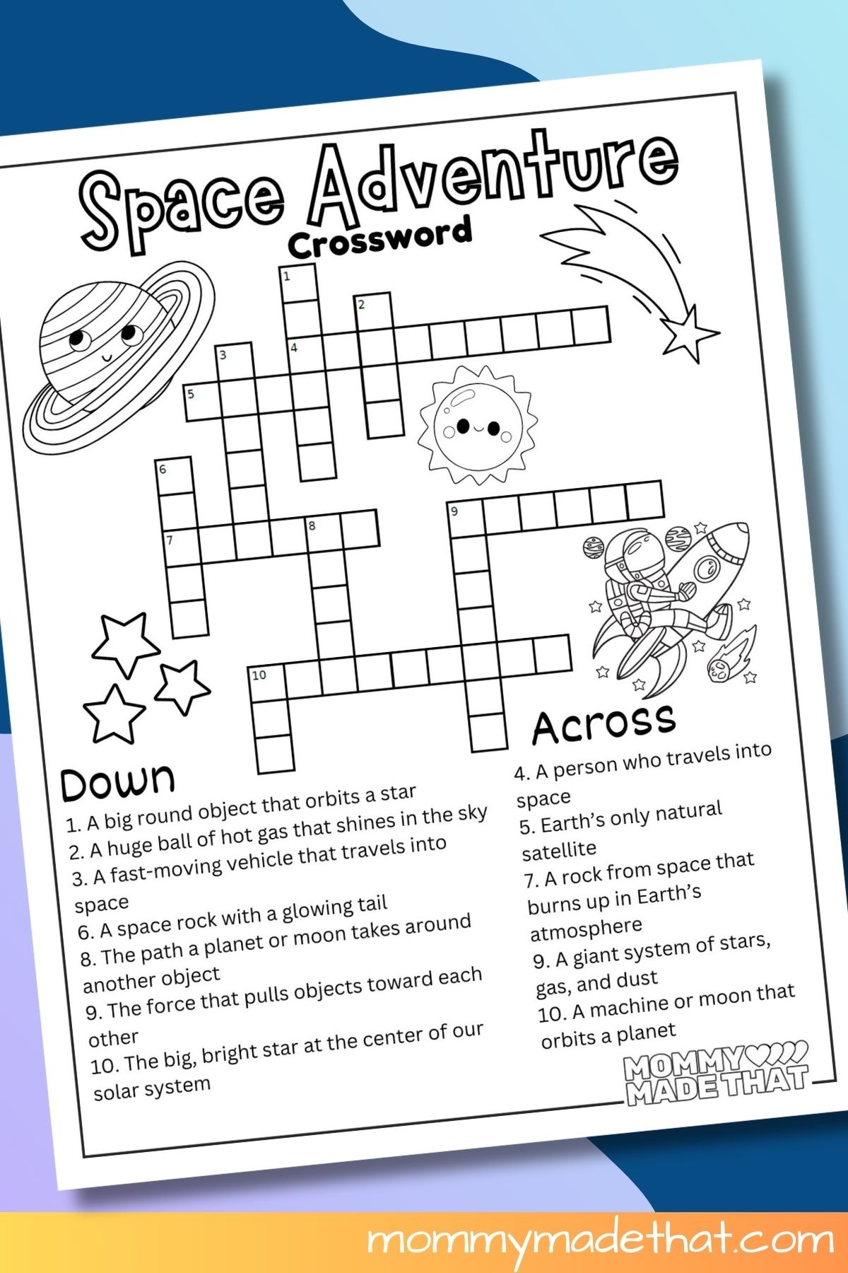 Space Crossword Puzzle For Kids Free Printable Answer Key  Space Crossword Puzzle For Kids Free Printable Answer Key
