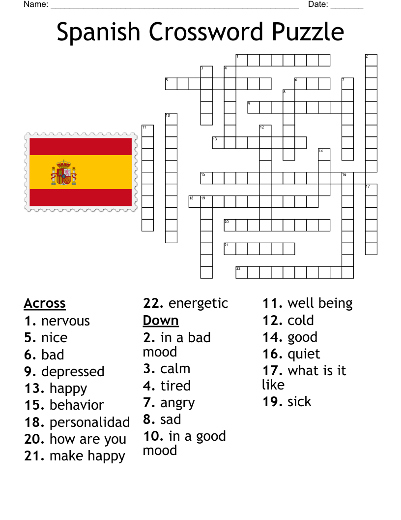 Spanish 6 Basic Conversations Crossword WordMint Spanish 6 Basic Conversations Crossword WordMint