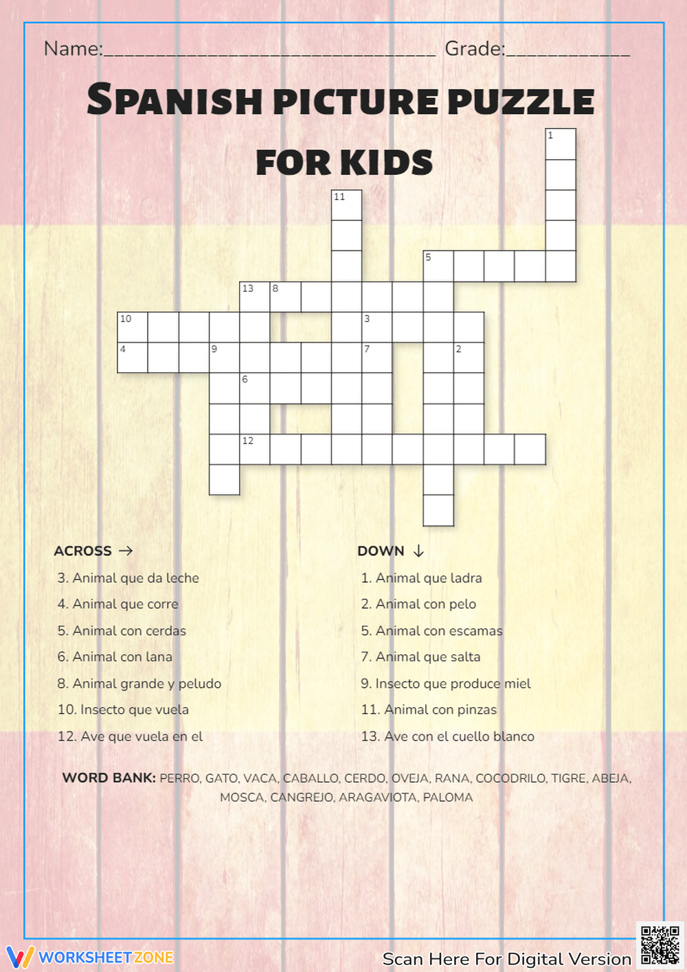 Easy Spanish Crossword Puzzles Printable Easy Spanish Crossword Puzzles Printable