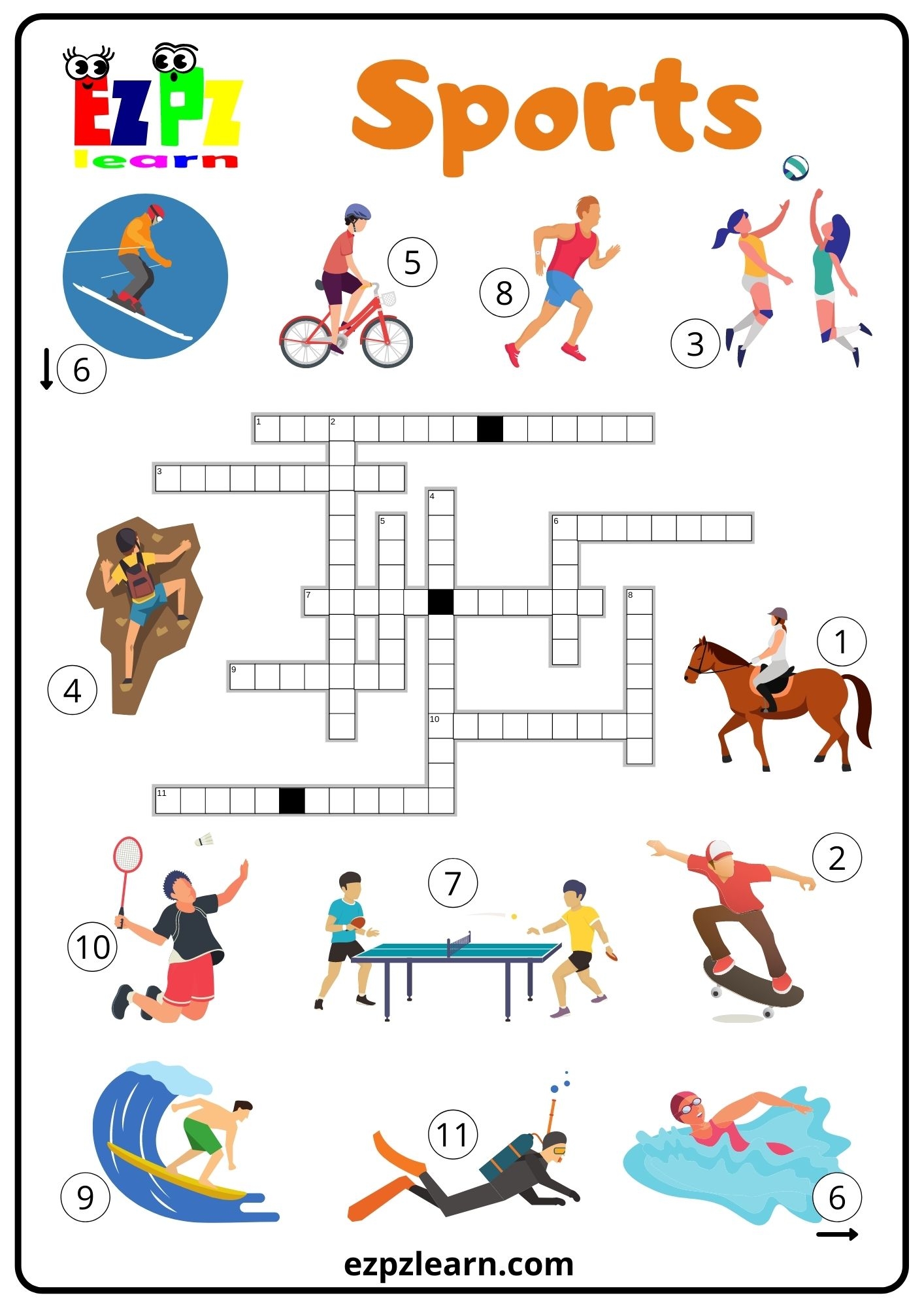 Sports Crossword 1 Ezpzlearn Sports Crossword 1 Ezpzlearn