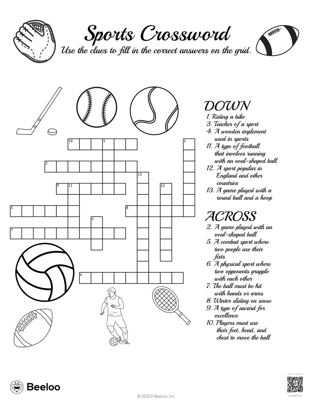 Sports Crossword Beeloo Printable Crafts And Activities For Kids Sports Crossword Beeloo Printable Crafts And Activities For Kids