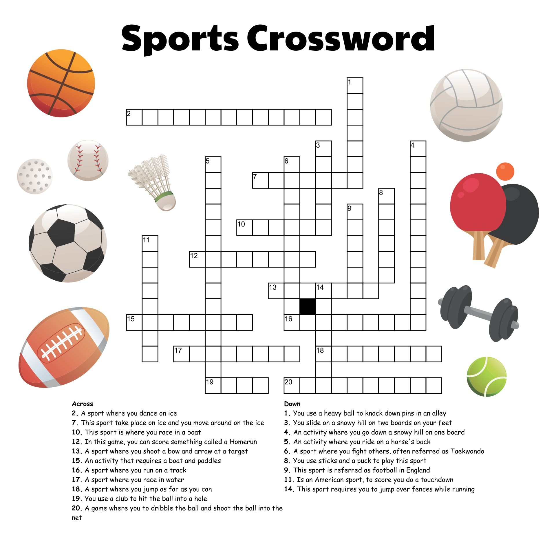 Sports Crossword Puzzle Free Printable Worksheets Library Sports Crossword Puzzle Free Printable Worksheets Library