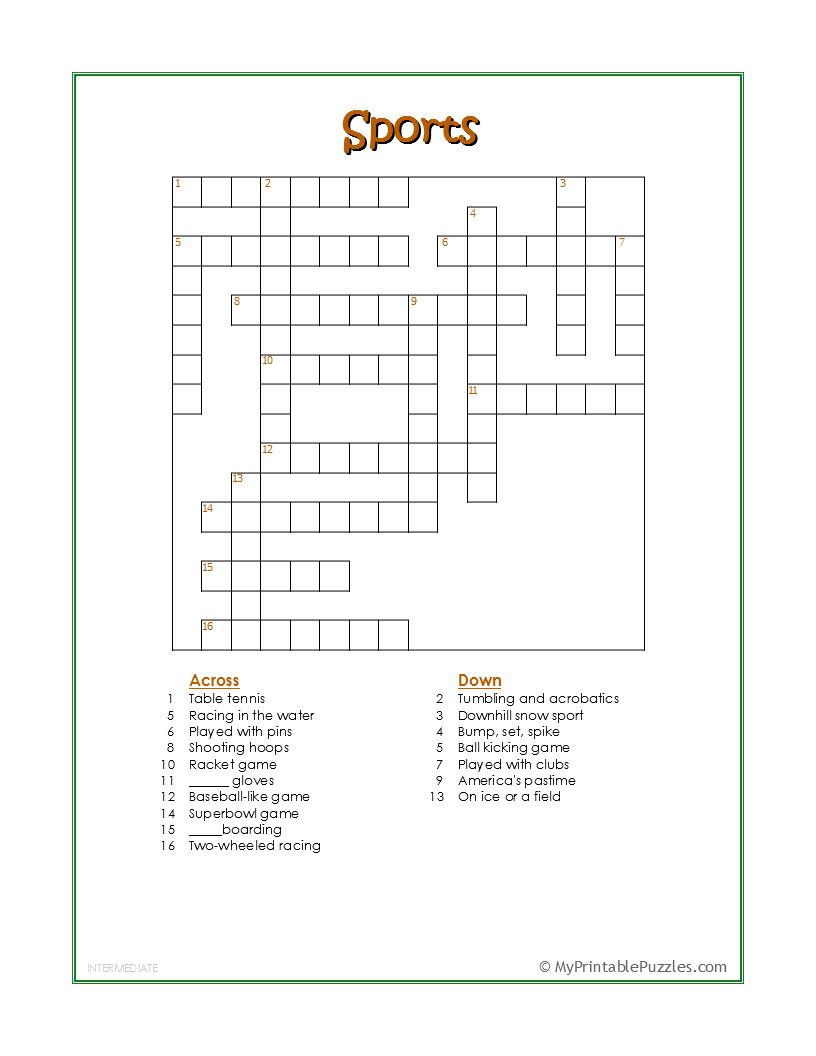 Fre Printable Crossword Puzzle Fre Printable Crossword Puzzle