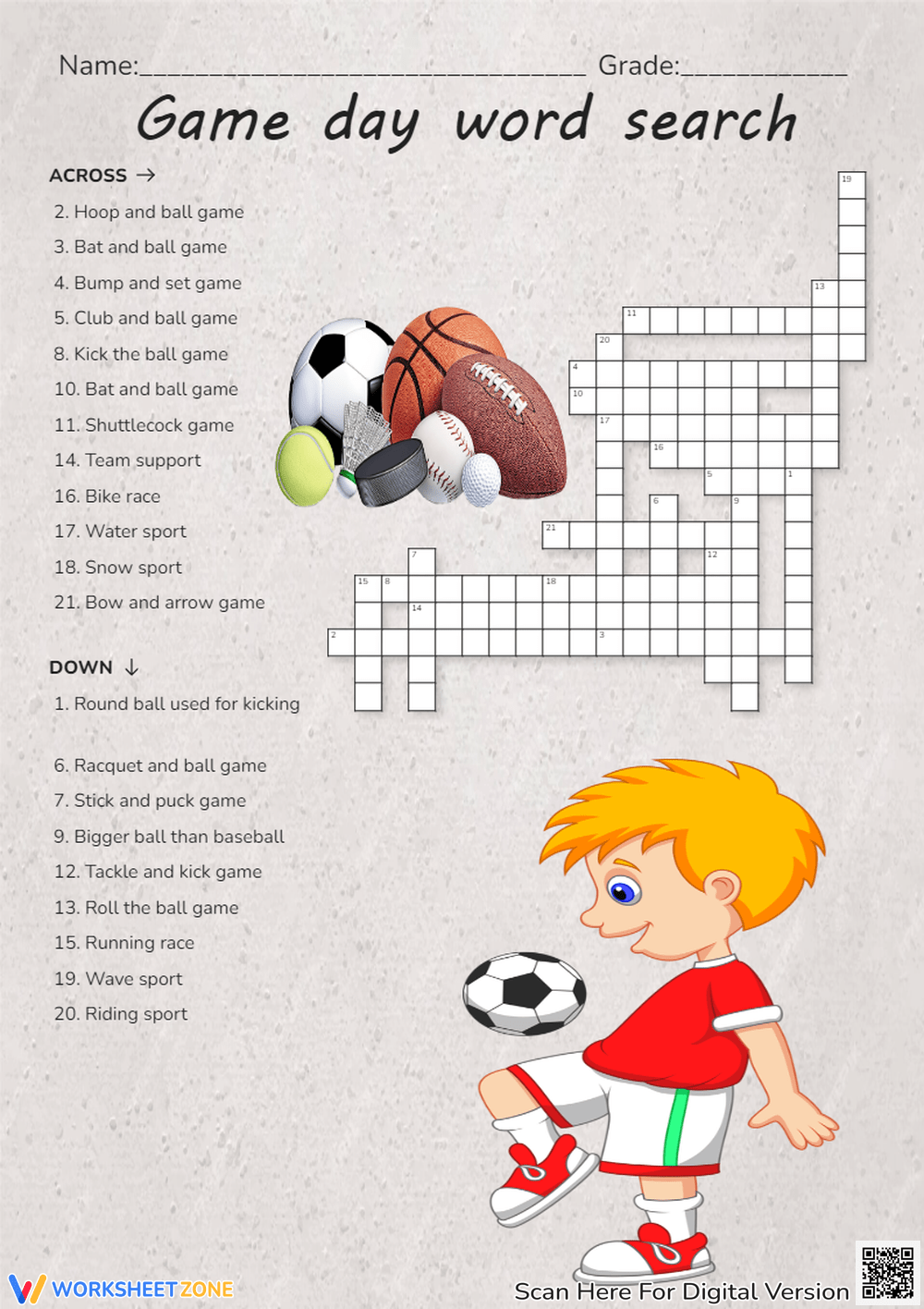 Sports Crossword Puzzles Worksheets 2025