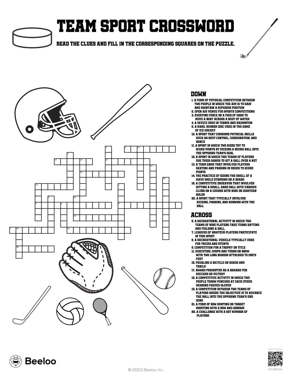 Sports themed Crossword Puzzles Beeloo Printable Crafts And Activities For Kids Sports themed Crossword Puzzles Beeloo Printable Crafts And Activities For Kids
