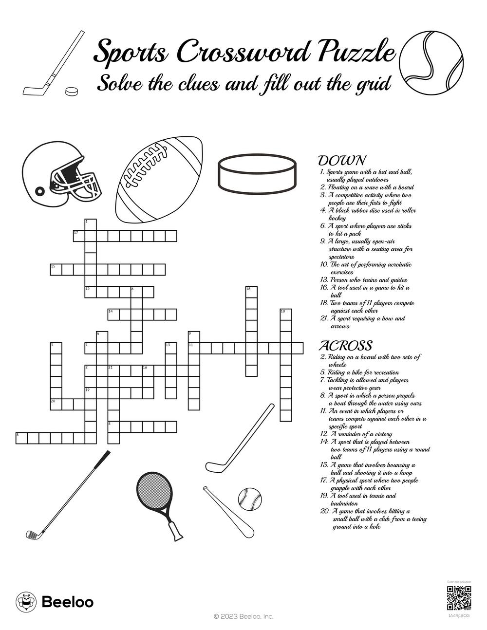 Sports themed Crossword Puzzles Beeloo Printable Crafts And Activities For Kids Sports themed Crossword Puzzles Beeloo Printable Crafts And Activities For Kids