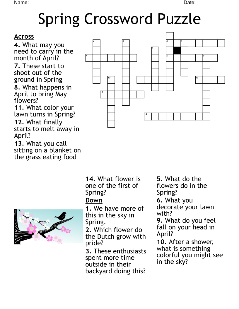 Spring Crossword Puzzle WordMint Spring Crossword Puzzle WordMint