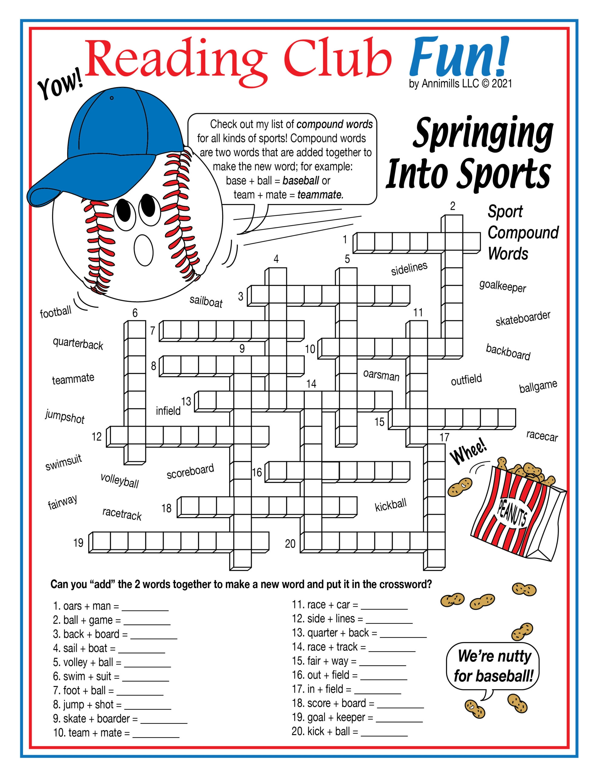 Spring Sports Compound Words Printable Crossword Made By Teachers Worksheets Library