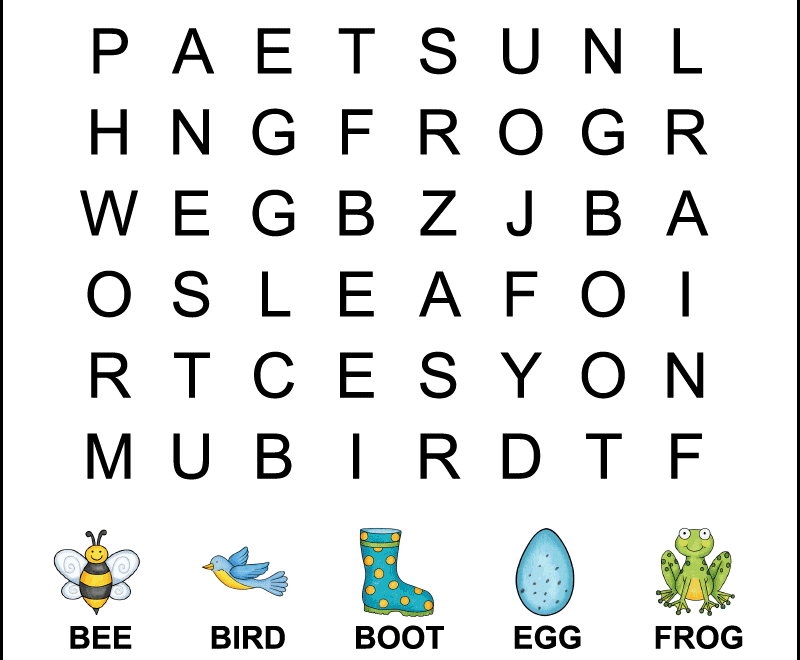 Spring Word Search For Kindergarten Tree Valley Academy