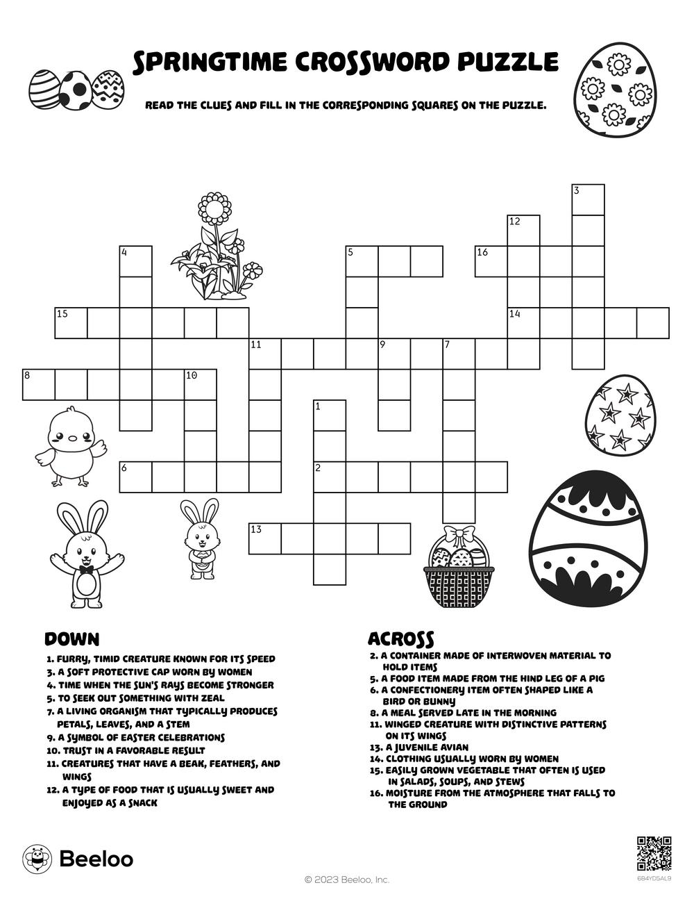 Springtime Crossword Puzzle Beeloo Printable Crafts And Activities For Kids Springtime Crossword Puzzle Beeloo Printable Crafts And Activities For Kids