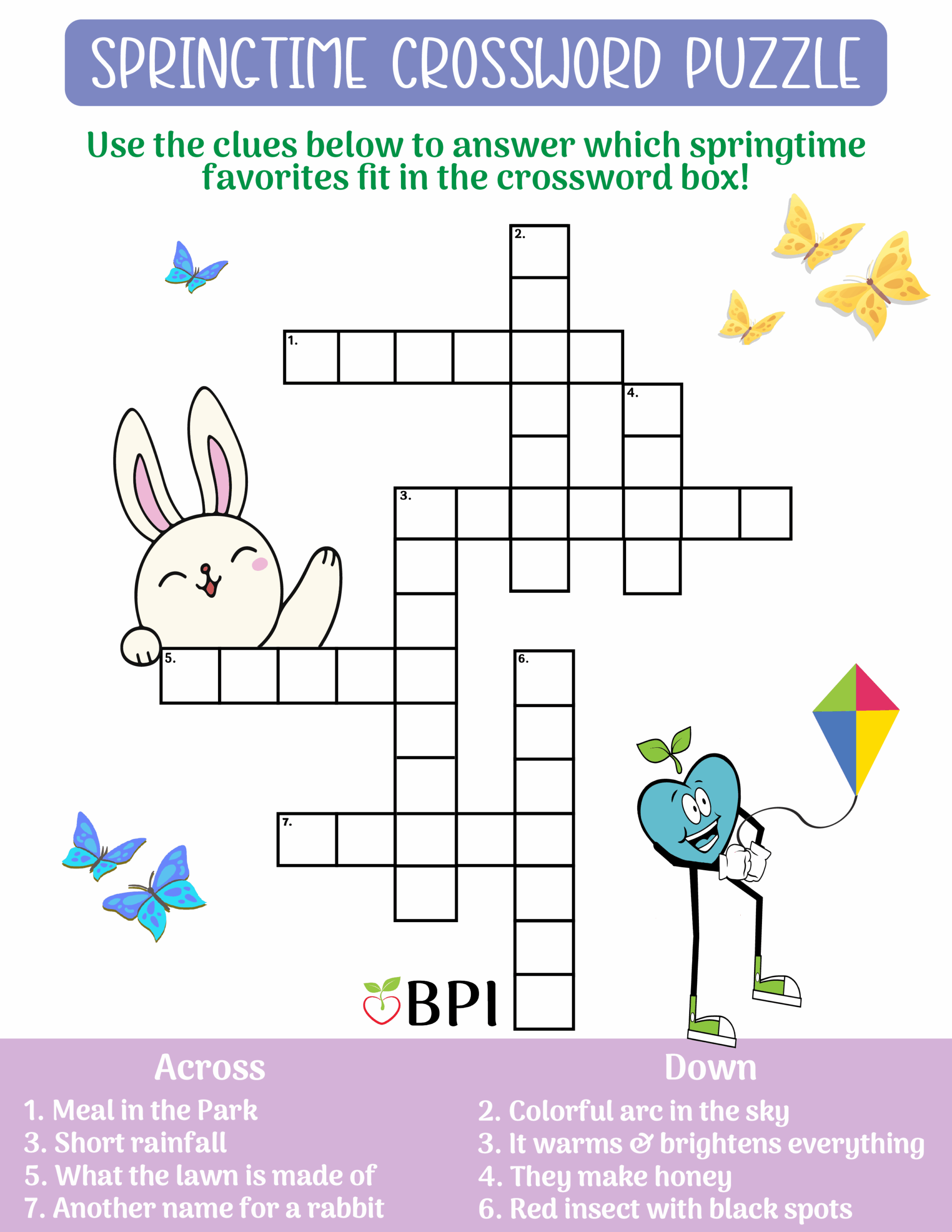 Springtime Crossword Puzzle Springtime Crossword Puzzle