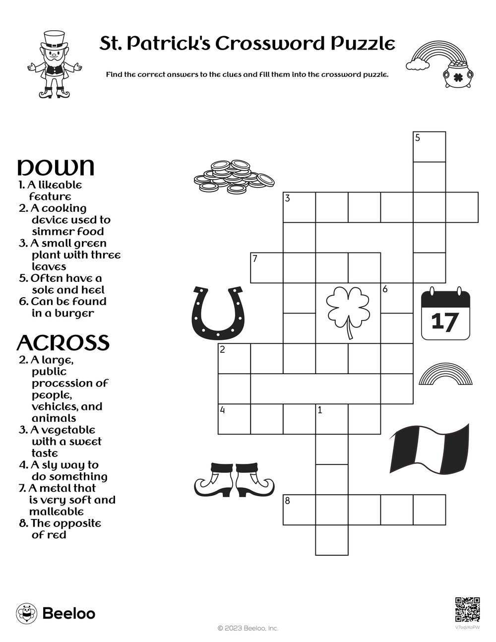 St Patrick s Crossword Puzzle Beeloo Printable Crafts And Activities For Kids St Patrick s Crossword Puzzle Beeloo Printable Crafts And Activities For Kids