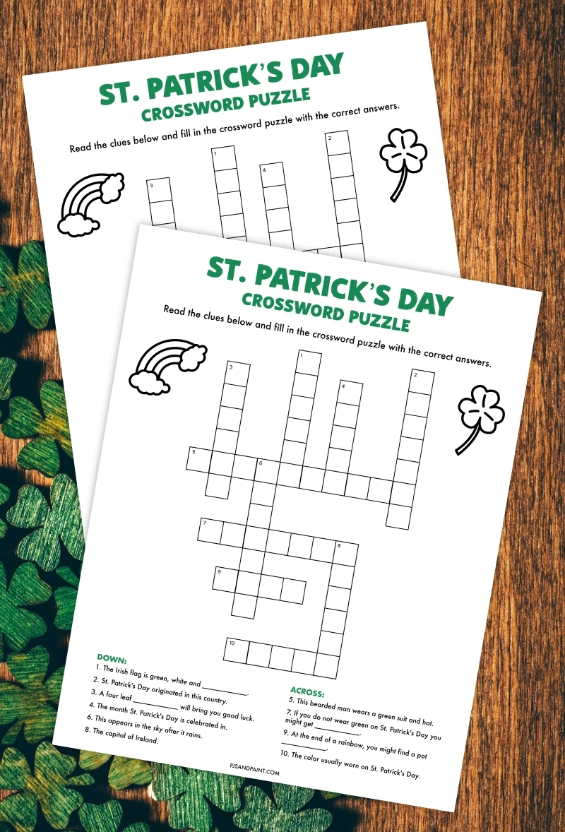 St Patrick s Day Crossword Puzzle Free Printable Game Pjs And Paint St Patrick s Day Crossword Puzzle Free Printable Game Pjs And Paint