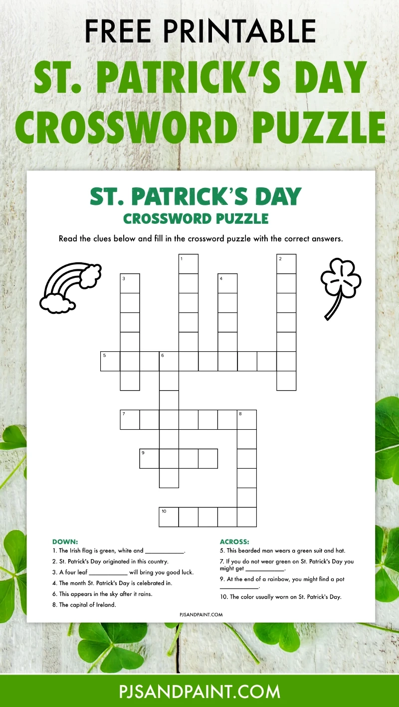 St Patrick s Day Crossword Puzzle Free Printable Game Pjs And Paint St Patrick s Day Crossword Puzzle Free Printable Game Pjs And Paint