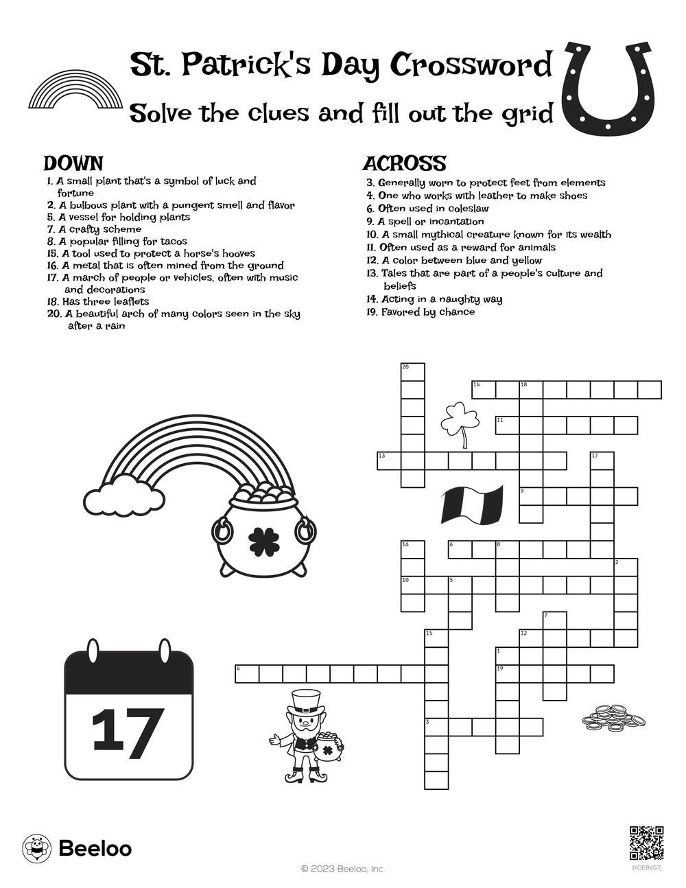 St Patrick s Day themed Crossword Puzzles Beeloo Printable Crafts And Activities For Kids St Patrick s Day themed Crossword Puzzles Beeloo Printable Crafts And Activities For Kids